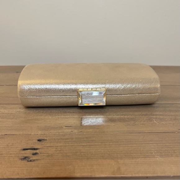 Nordstrom Handbags - Nordstrom Shimmering Gold Clutch w/ removable chain strap